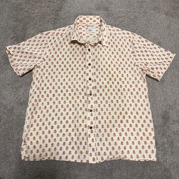 fabindia Other - FabIndia Men's Short Sleeve Bush Shirt Straight Fit Floral Print Size‎ M